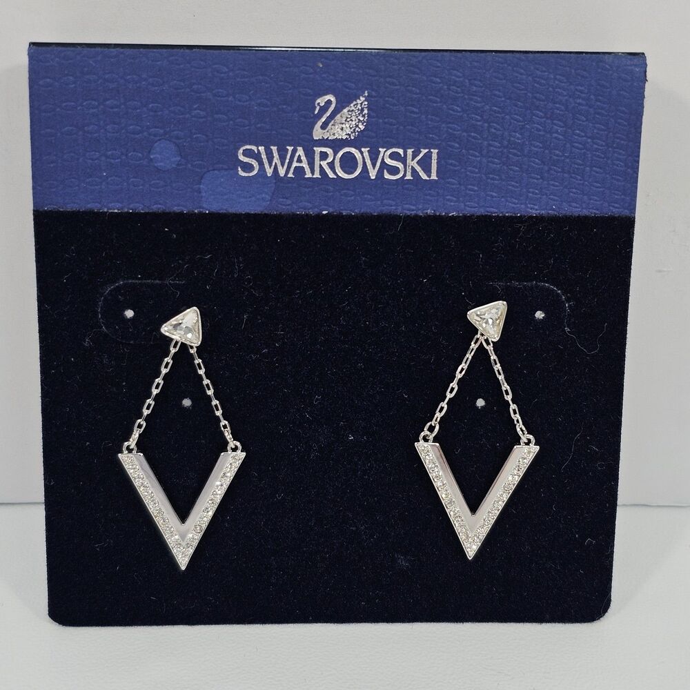 Swarovski Delta V-Shaped Crystal Pavé Pierced Earrings